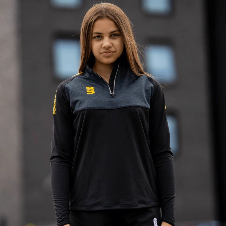 Women's 1/4 Zip Dual Performance Top :  Black