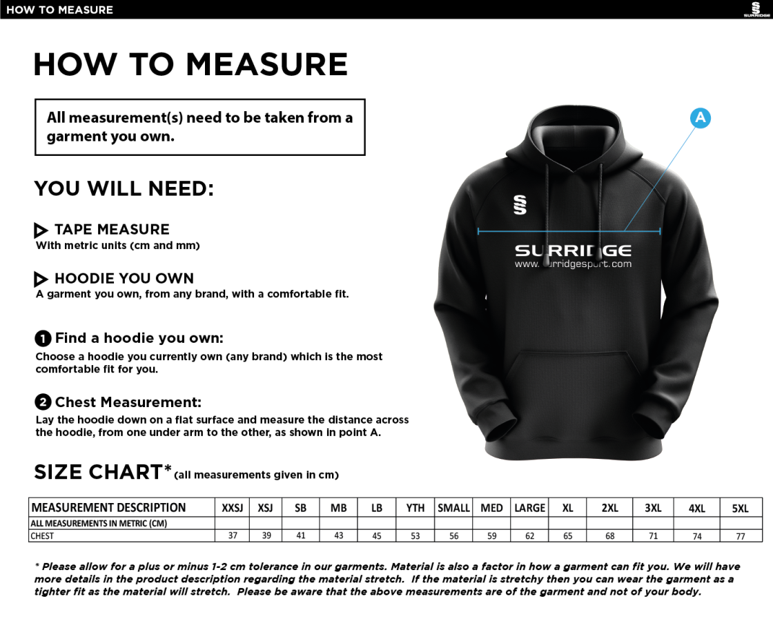 Youth's Fuse Hoody - Unisex - Size Guide