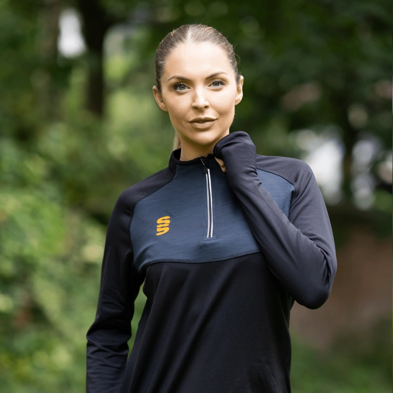 Women's 1/4 Zip Dual Performance Top :  Black