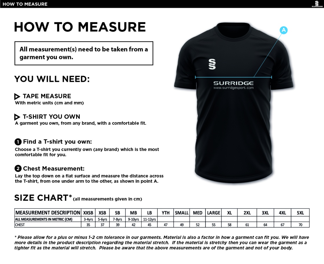 Youth's Dual Games Shirt : Black - Size Guide