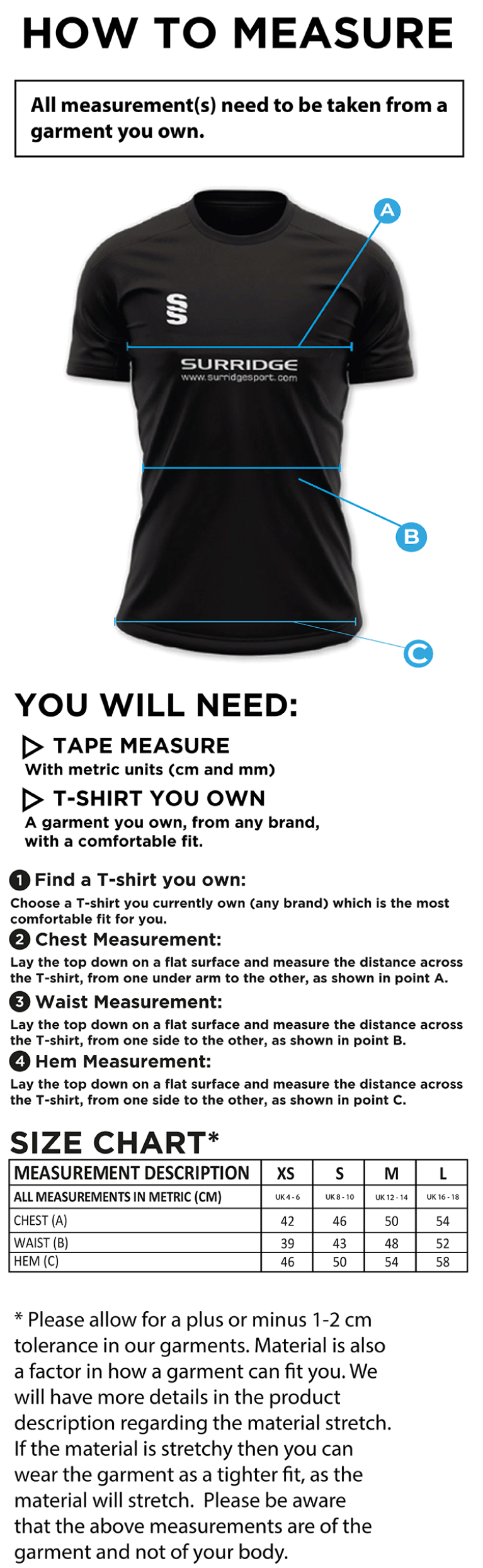 Women's Dual Games Shirt : Bottle - Size Guide